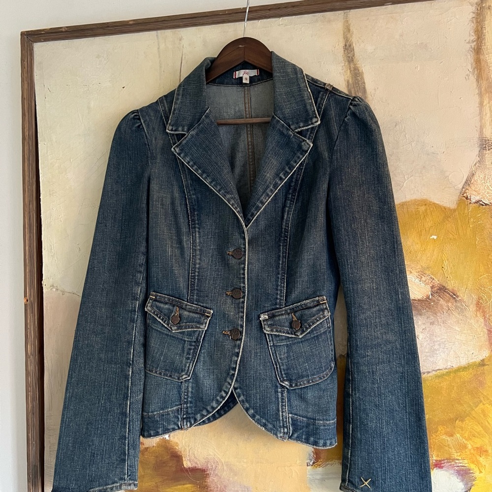 Joie Denim Blazer with Contrast Stitching